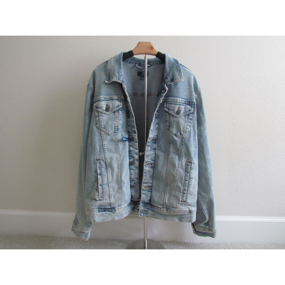 George Denim Jacket Large Light Wash Classic Stretch Trucker Jacket